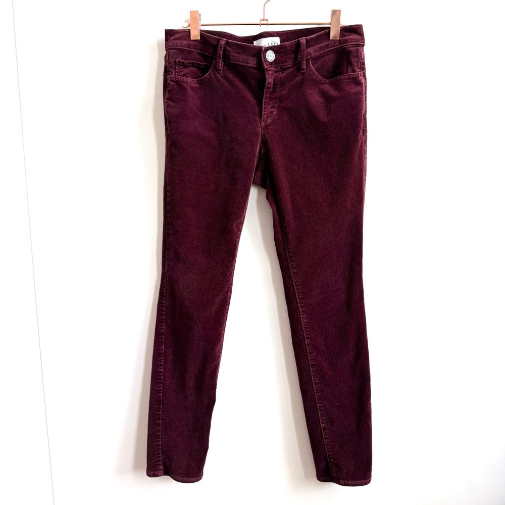 LOFT Corduroy Pants Modern Skinny Burgundy